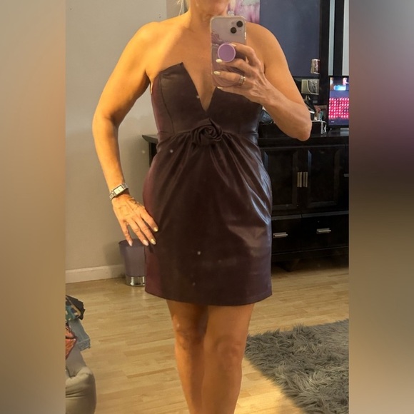 Ashley Park x RTR Vegan Strapless Mini w/ Rosette Detail - Picture 3 of 7